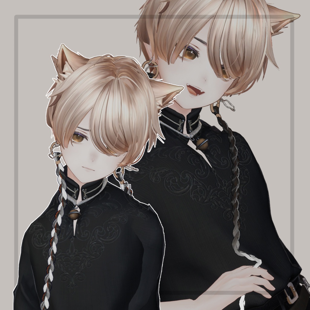 ❢ショップ再開sale❢【VRC想定】三つ編みイヤリング(braid earrings)17アバター対応