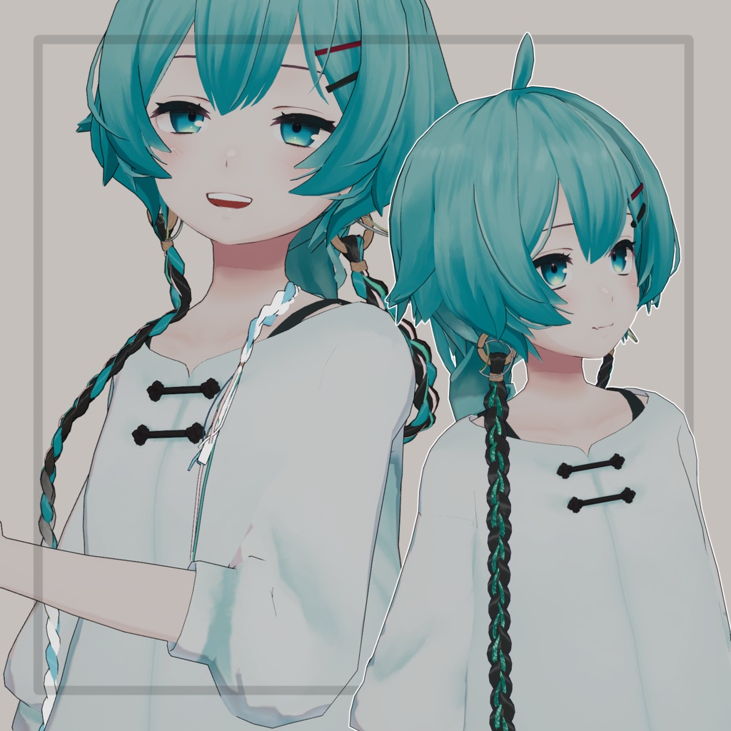 ❢ショップ再開sale❢【VRC想定】三つ編みイヤリング(braid earrings)17アバター対応