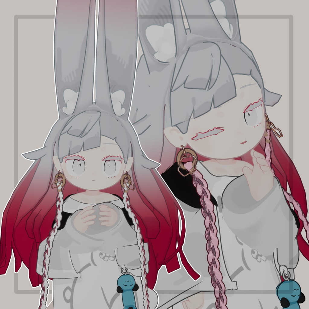 ❢ショップ再開sale❢【VRC想定】三つ編みイヤリング(braid earrings)17アバター対応