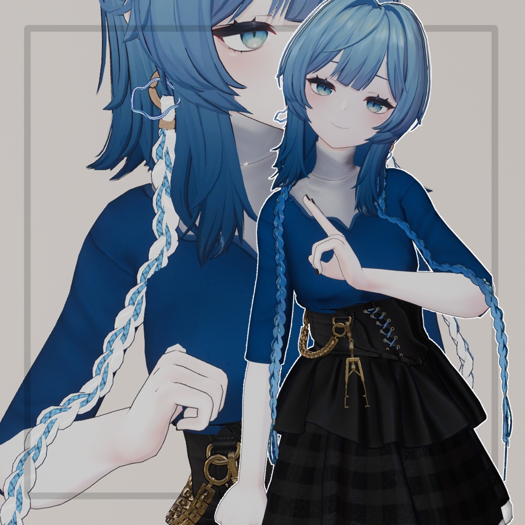 ❢ショップ再開sale❢【VRC想定】三つ編みイヤリング(braid earrings)17アバター対応