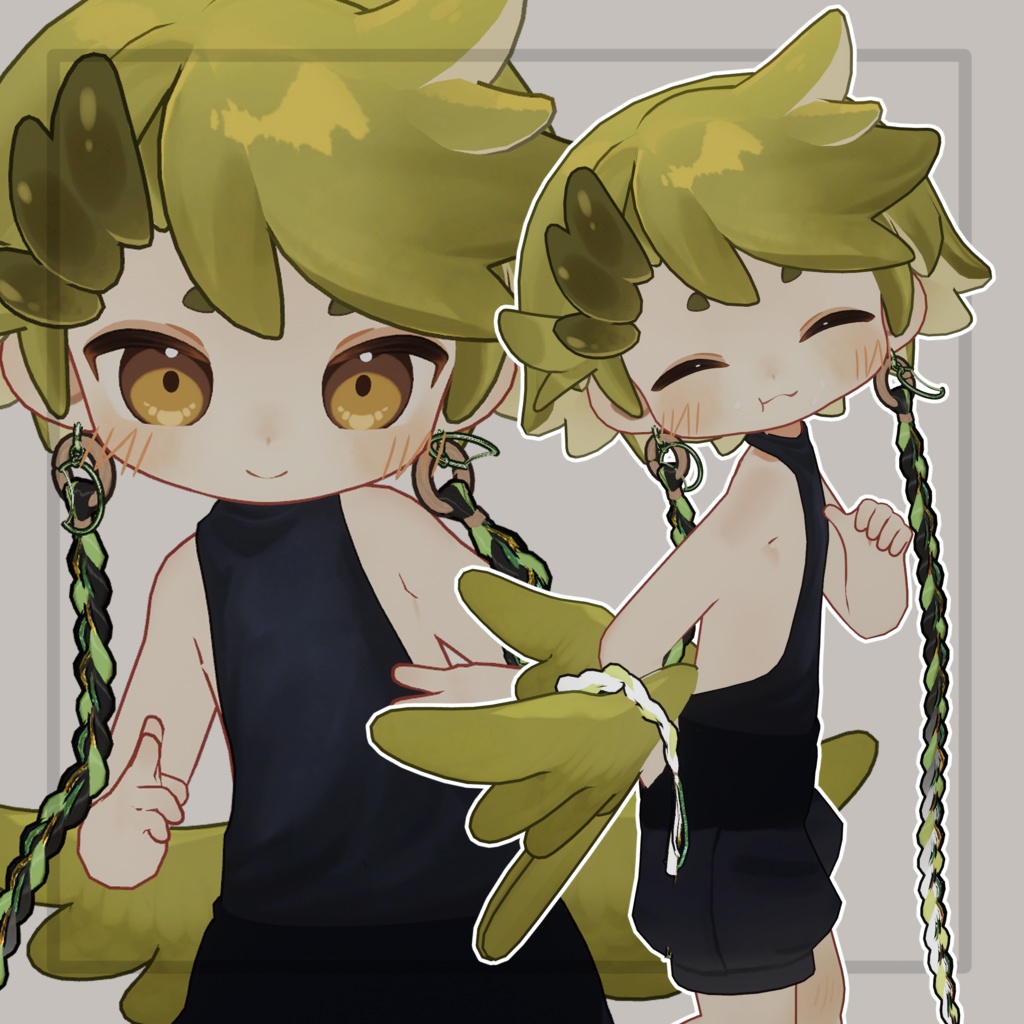 ❢ショップ再開sale❢【VRC想定】三つ編みイヤリング(braid earrings)17アバター対応