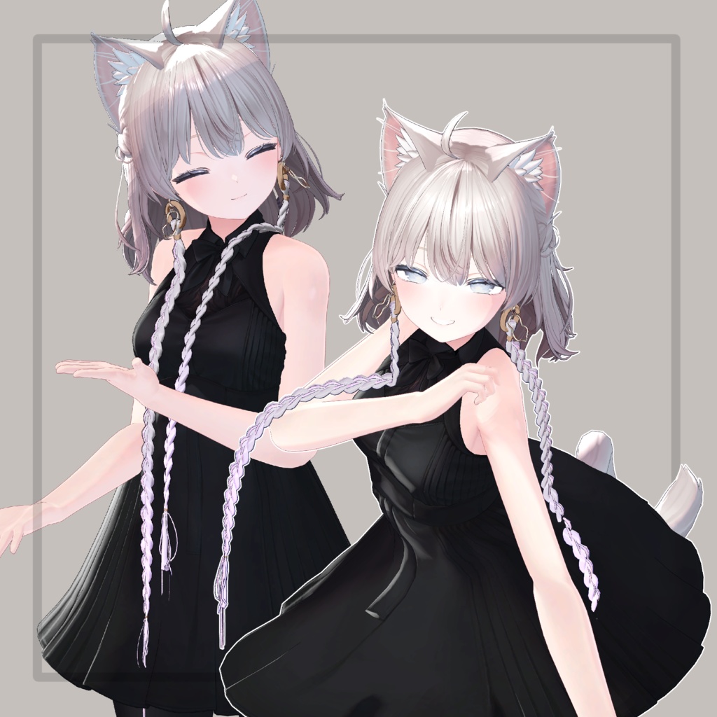 一部sale!【VRC想定】三つ編みイヤリング(braid earrings)22アバター対応