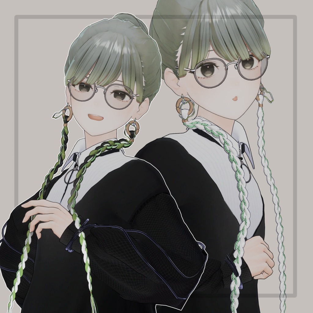 ❢ショップ再開sale❢【VRC想定】三つ編みイヤリング(braid earrings)17アバター対応