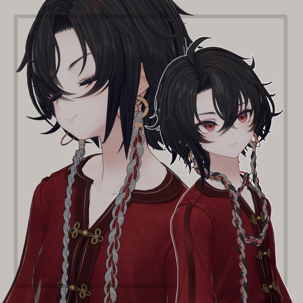 ❢ショップ再開sale❢【VRC想定】三つ編みイヤリング(braid earrings)17アバター対応