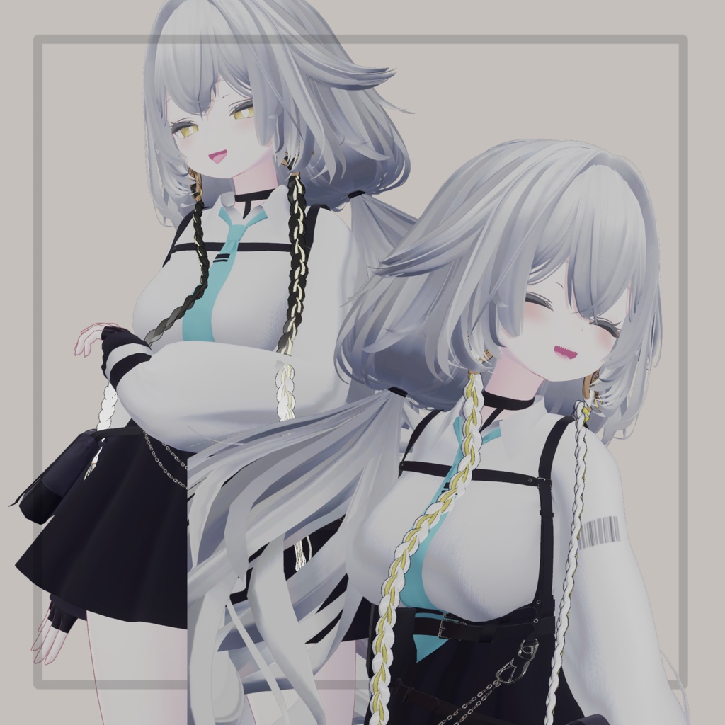 ❢ショップ再開sale❢【VRC想定】三つ編みイヤリング(braid earrings)17アバター対応