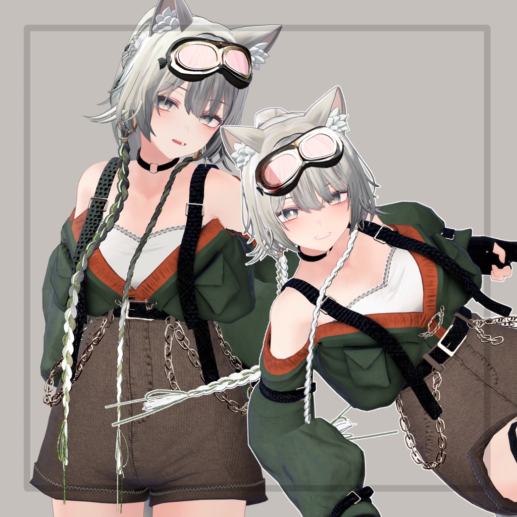 ❢ショップ再開sale❢【VRC想定】三つ編みイヤリング(braid earrings)17アバター対応