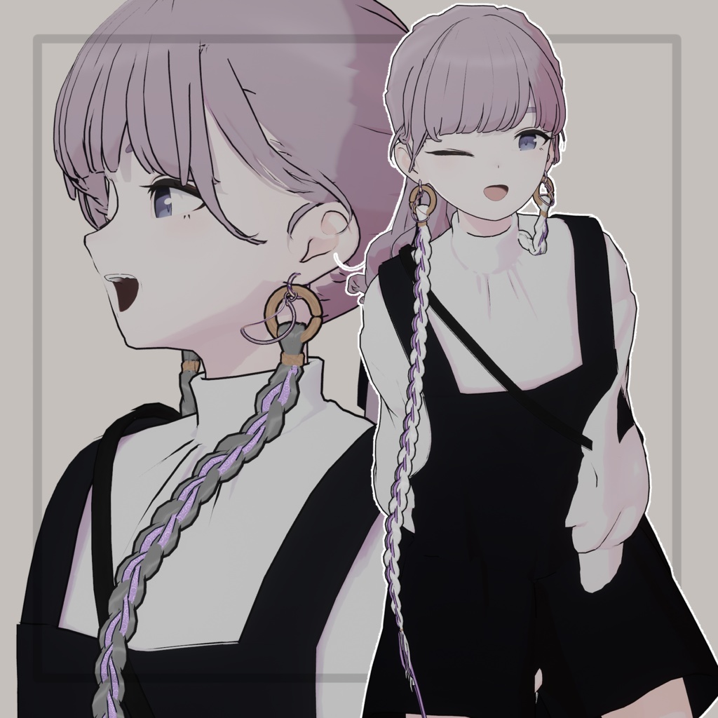 ❢ショップ再開sale❢【VRC想定】三つ編みイヤリング(braid earrings)17アバター対応