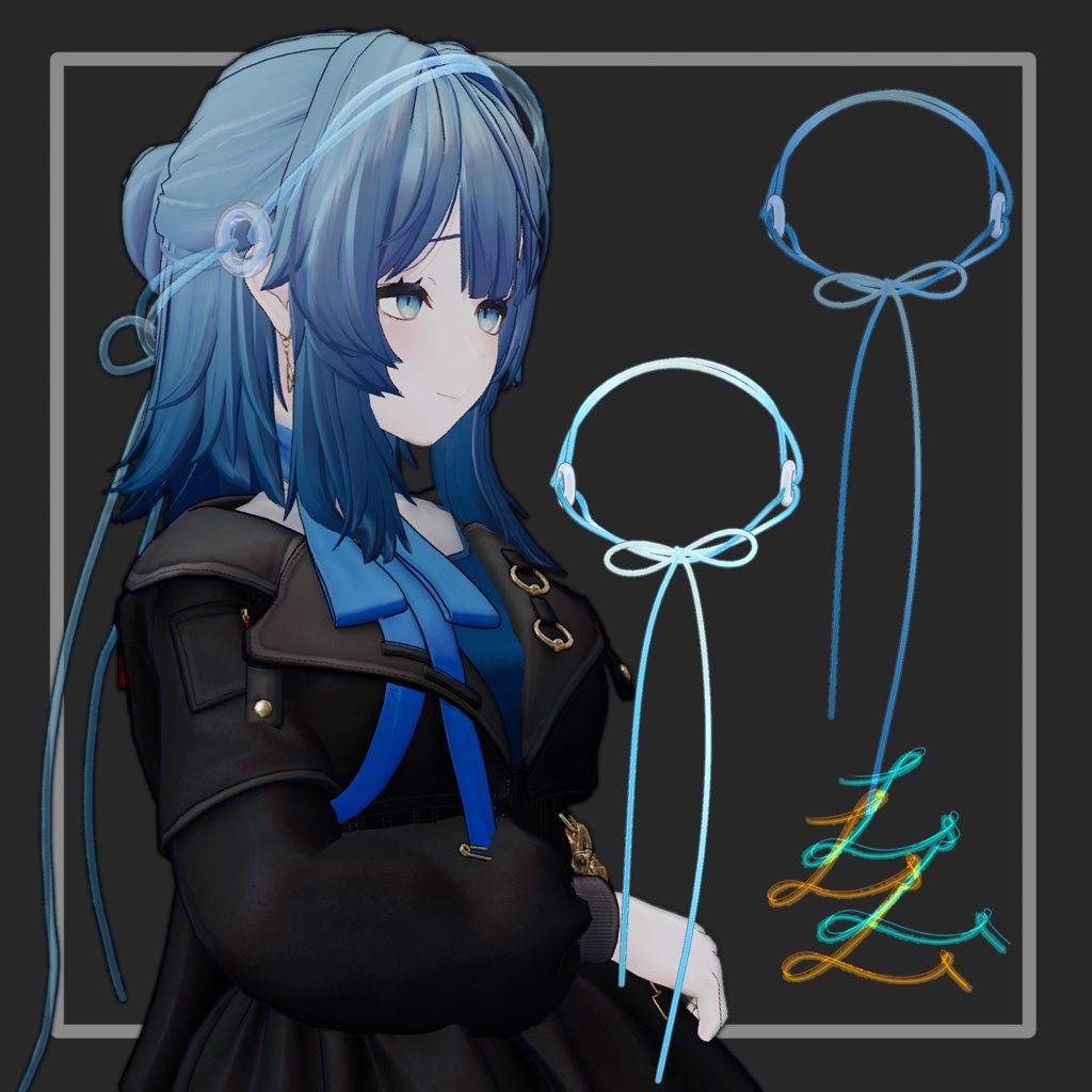 ❢公開記念セール中❢【VRC想定】紐カチューシャ(string headband)