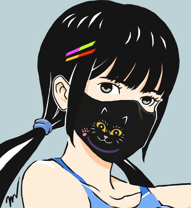 《黒猫マスク》ネコ 大人用 布マスク 招き猫★猫マスク★猫柄★カバーマスク★立体マスク くろねこ 夏用