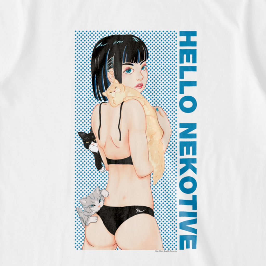NEKOTIVE-Light ビキニ少女と猫たち 少女と猫 Tシャツ イラストT