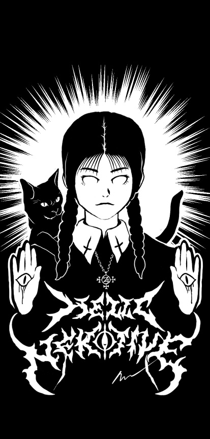 NEKOTIVE-ウェンズデーガールと黒ねこ【005】iPhone スマホケース