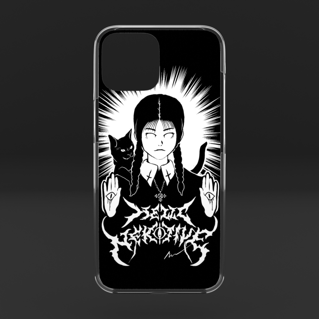 NEKOTIVE-ウェンズデーガールと黒ねこ【005】iPhone スマホケース