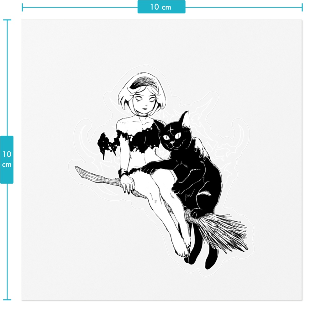 NEKOTIVE-黒猫と空飛び魔女【010】ダイカットステッカー
