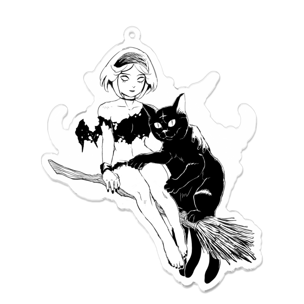 NEKOTIVE-黒猫と空飛び魔女【010】アクリルキーホルダー 