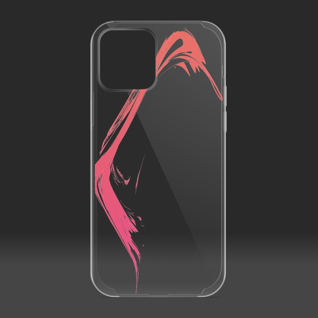 模様A 桃色クリアスマホケース