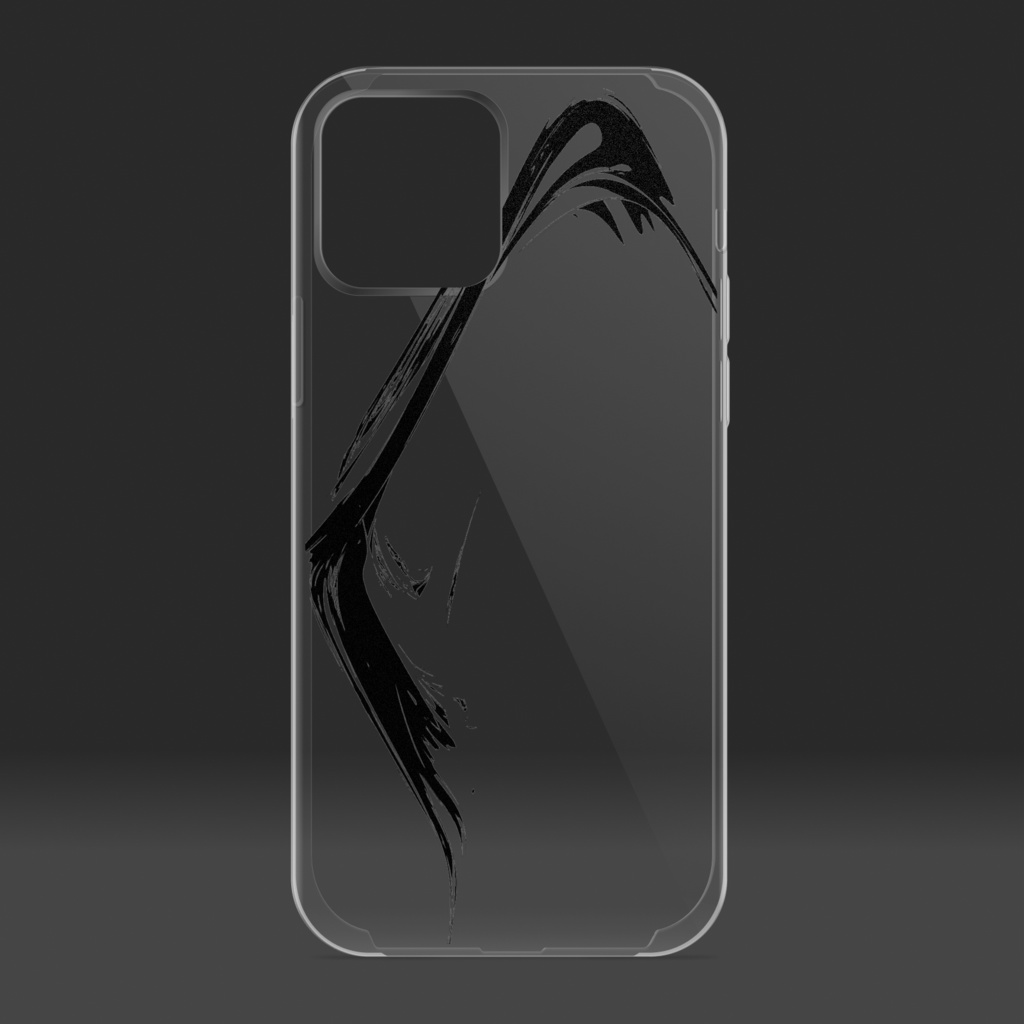 模様A 黒色クリアスマホケース