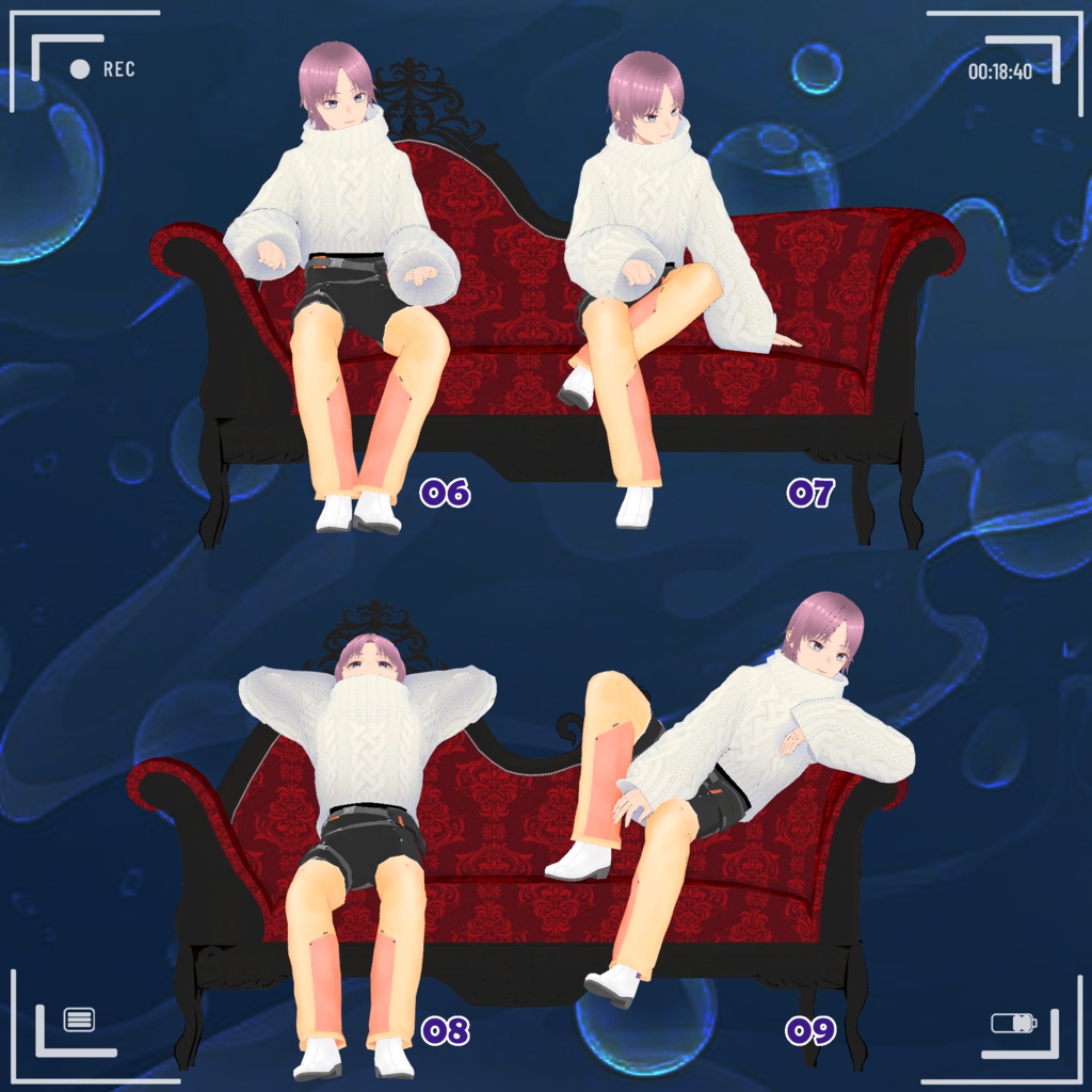 【無料版あり】【VRC 男性向け 座りポーズセット.Vol 1】VRC Male Sitting Pose Set.Vol 1 🐙 JellyFish Shop