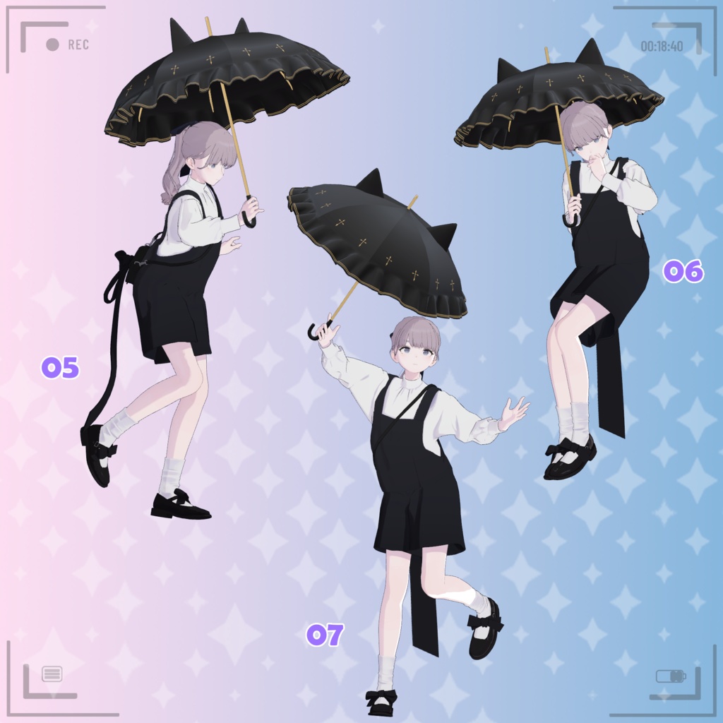【VRC Lapwing 傘持ち ポーズセット】VRC Lapwing Umbrella Pose Set 🐙 @claracg_hkjp