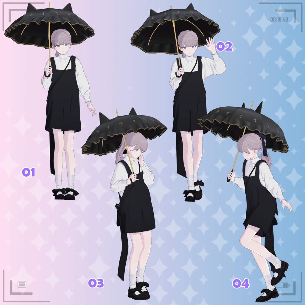 【VRC Lapwing 傘持ち ポーズセット】VRC Lapwing Umbrella Pose Set 🐙 @claracg_hkjp