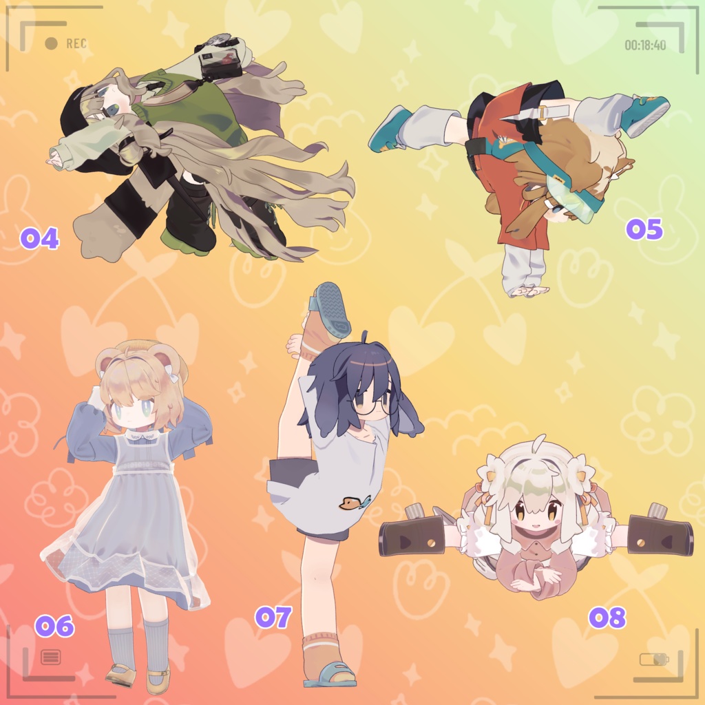 【VRC まめふれんず 体操 ポーズセット】VRC MameFriends Gymnastics Pose Set 🐙 @claracg_hkjp