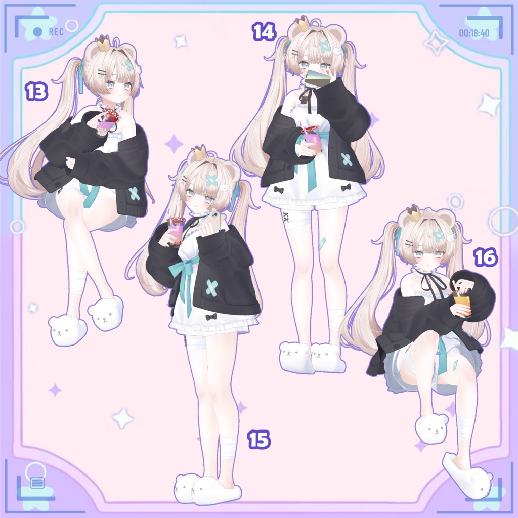 【無料版あり】【VRC タピオカ ポーズセット(MA対応タピオカ付き)】VRC Bubble Tea Pose Set 🐙