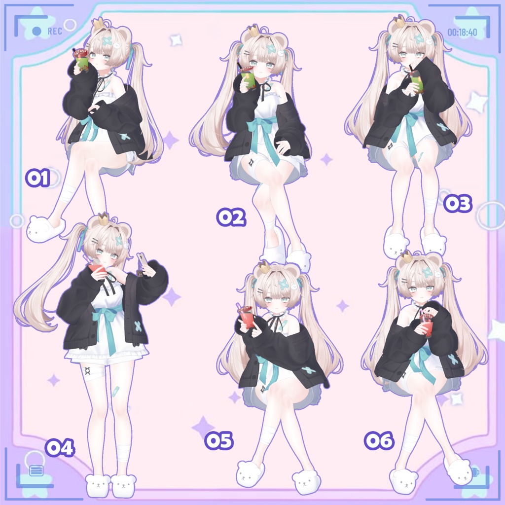 【無料版あり】【VRC タピオカ ポーズセット(MA対応タピオカ付き)】VRC Bubble Tea Pose Set 🐙