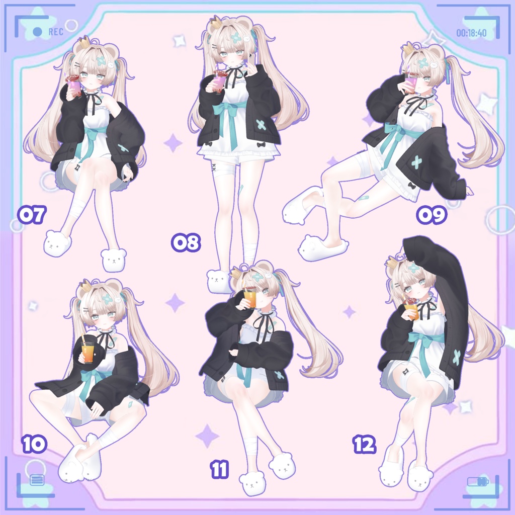 【無料版あり】【VRC タピオカ ポーズセット(MA対応タピオカ付き)】VRC Bubble Tea Pose Set 🐙