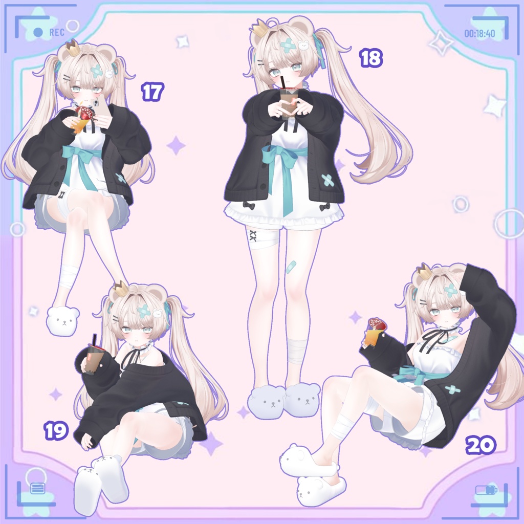 【無料版あり】【VRC タピオカ ポーズセット(MA対応タピオカ付き)】VRC Bubble Tea Pose Set 🐙