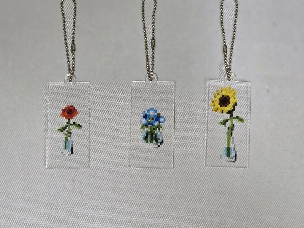 花ドット 透けるアクリルキーホルダー