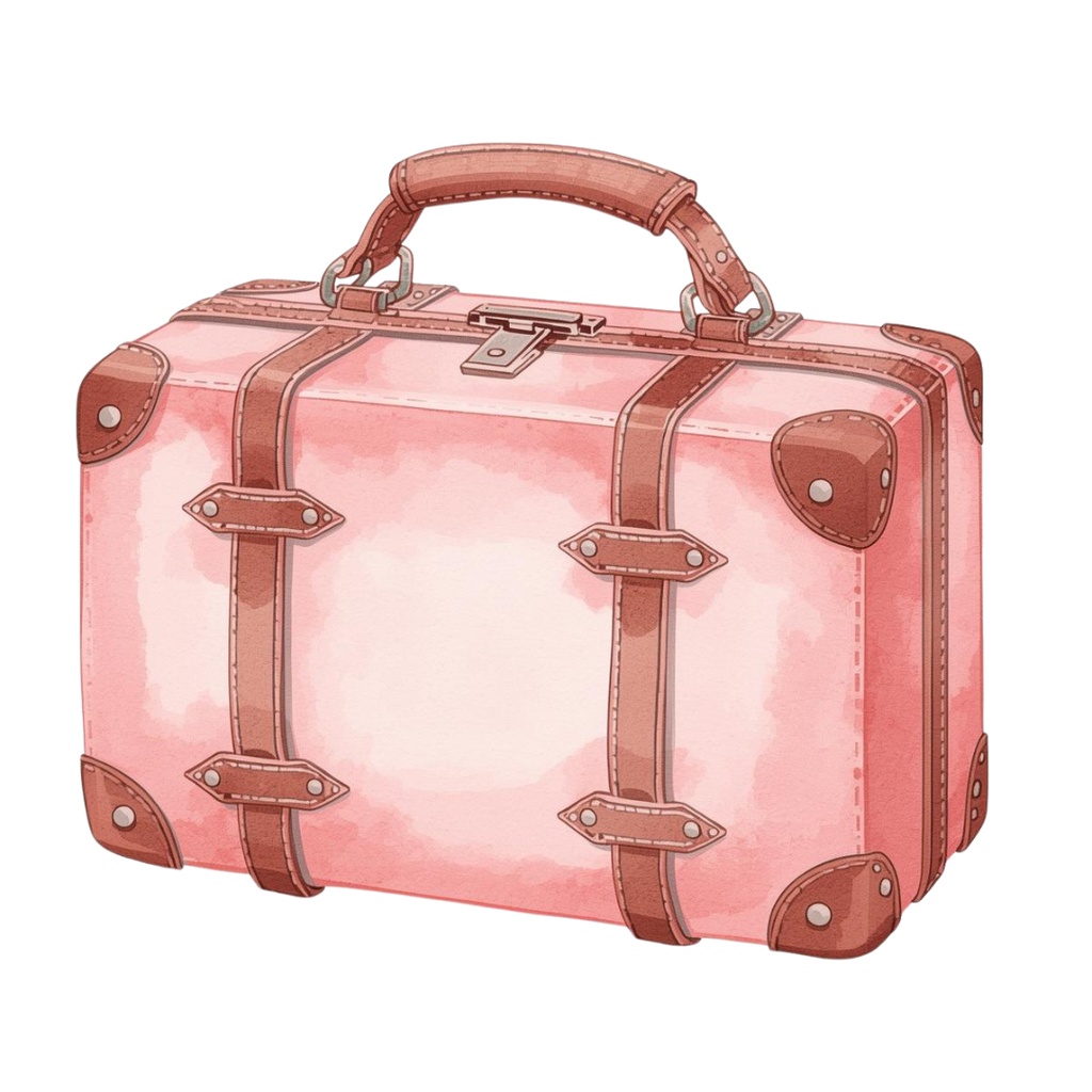 「ピンクの大人可愛い水彩旅行クリップアート23選|PNG形式」