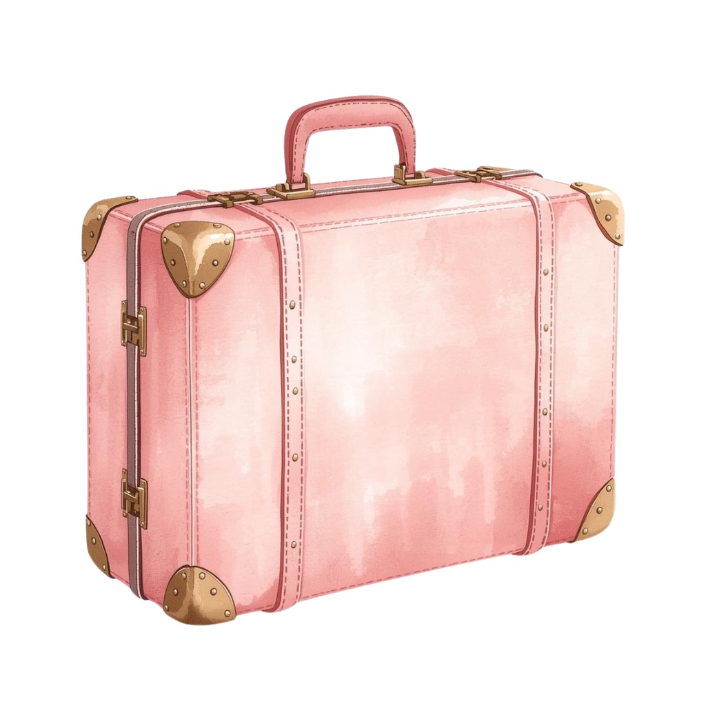 「ピンクの大人可愛い水彩旅行クリップアート23選|PNG形式」