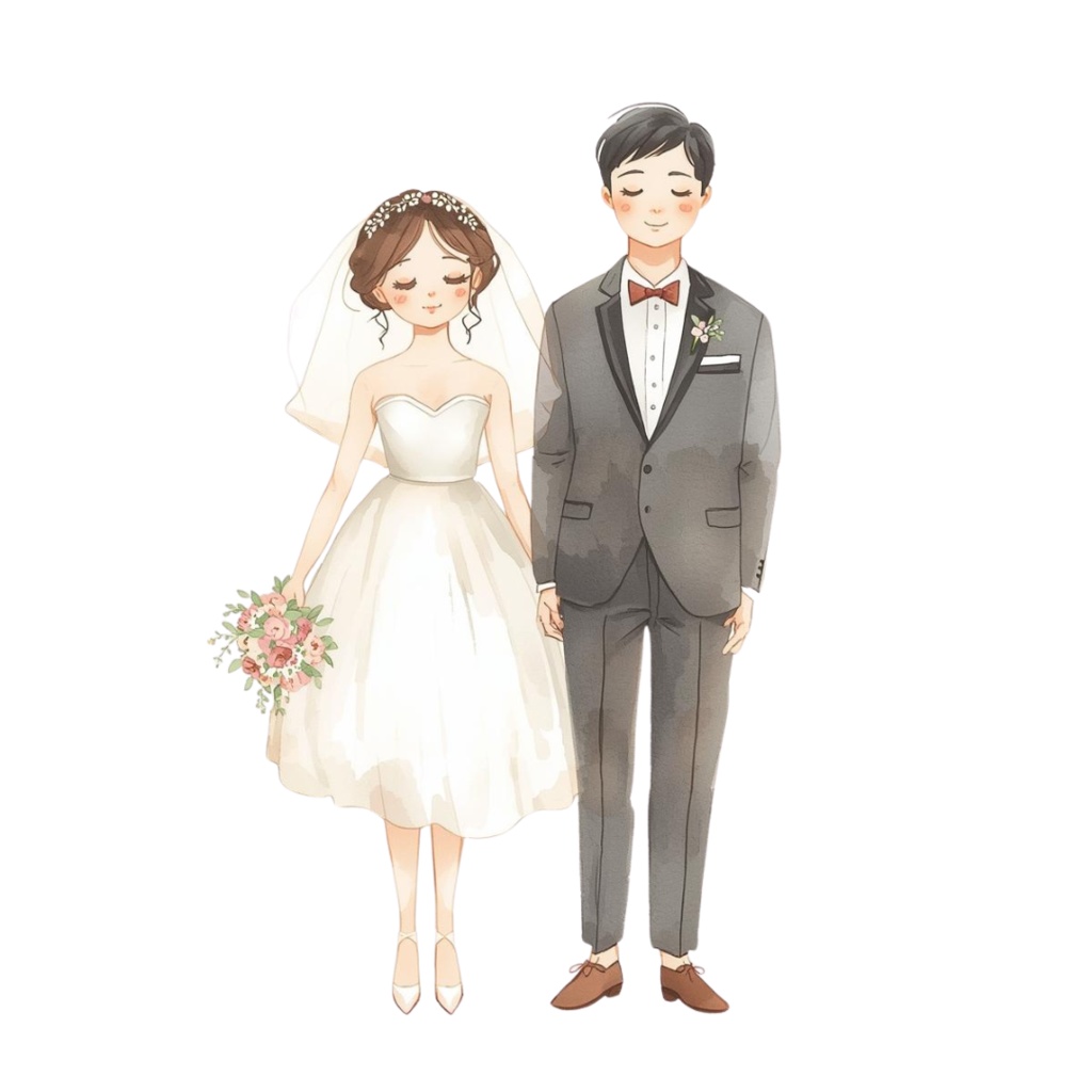 淡い水彩ウェディング クリップアート素材31セット|PNG透明背景|結婚式デザイン素材