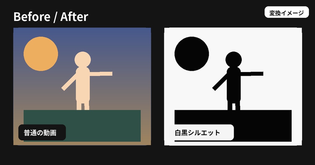 MonoSilhouette|動画を白黒シルエット・1-bit映像に変換【Windows / Linux】