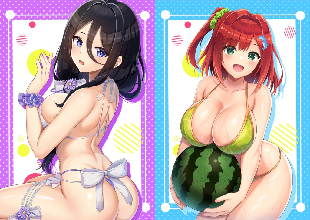 ドルフィンウェーブＡ４クリアファイル/表・メロンビキニ入華　裏・エプロンビキニ紫苑