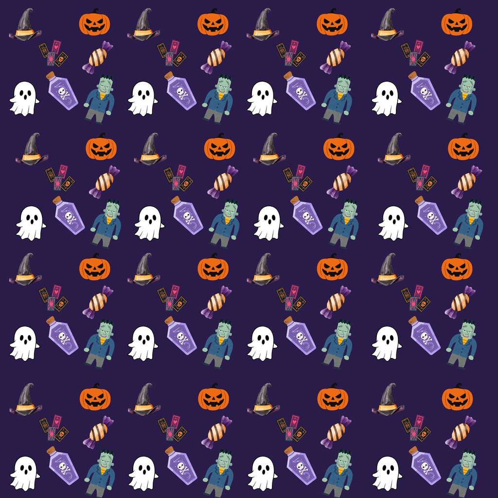 【ハロウィン】かわいいデジタルペーパー5枚セット|3600×3600px