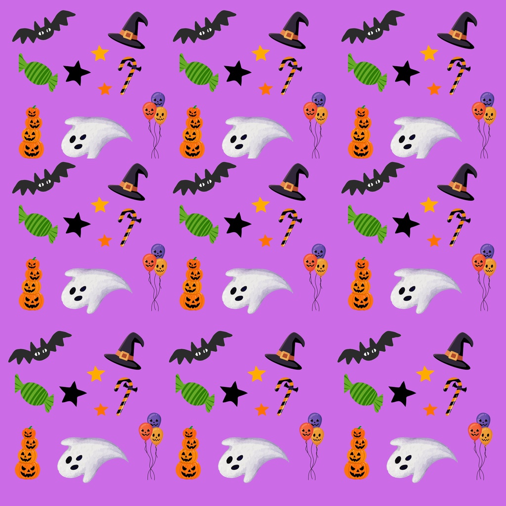 【ハロウィン】かわいいデジタルペーパー5枚セット|3600×3600px