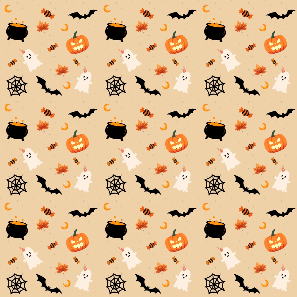 【ハロウィン】かわいいデジタルペーパー5枚セット|3600×3600px