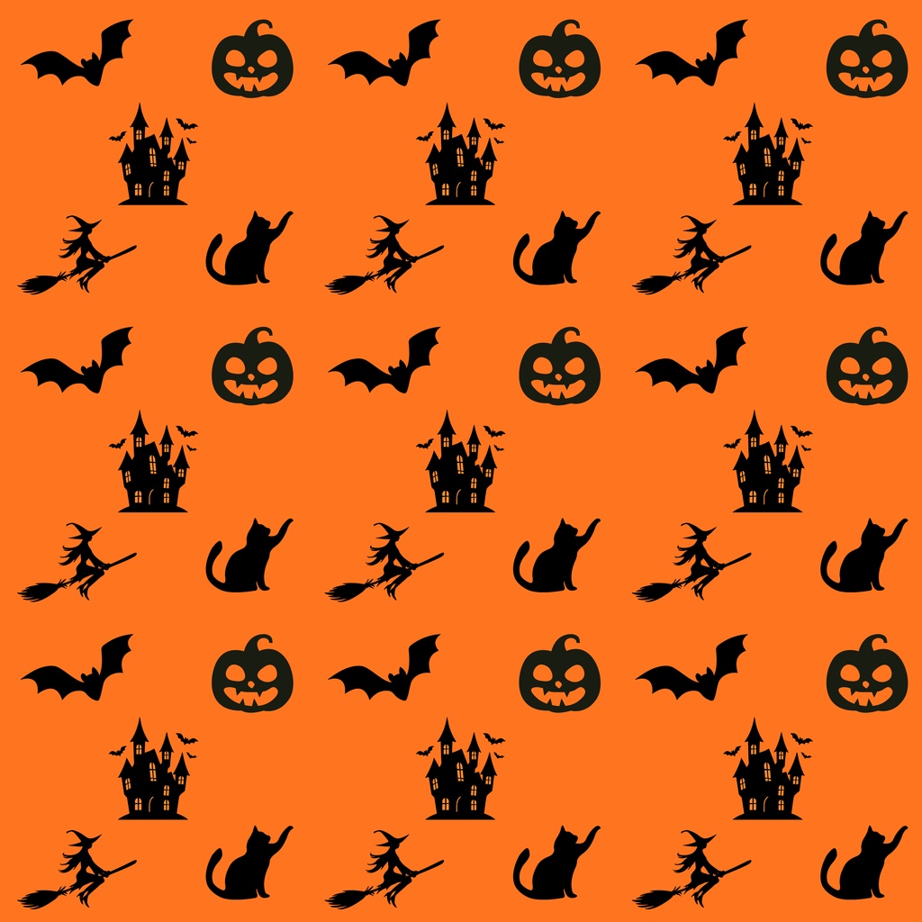 【ハロウィン】かわいいデジタルペーパー５枚セット｜3600×3600px