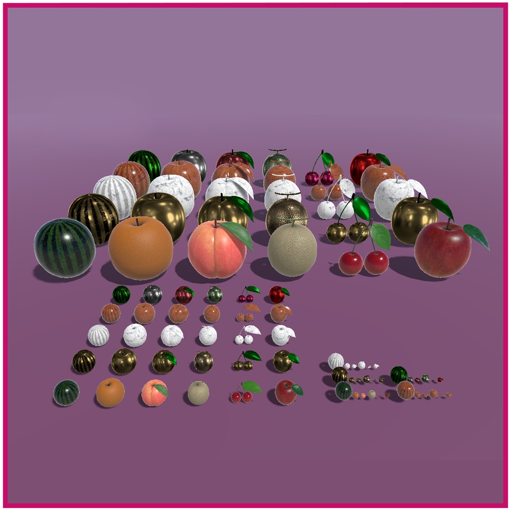 【VRChat想定】フルーツオブジェクト 6種×5パターン