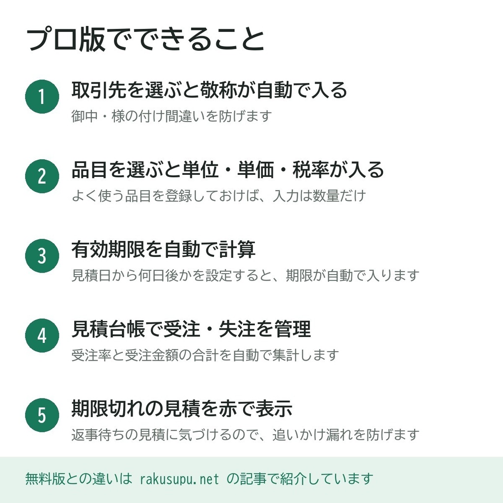 【インボイス対応】見積書Excelテンプレート プロ版|取引先・品目マスタ/有効期限の自動計算/見積台帳で受注率