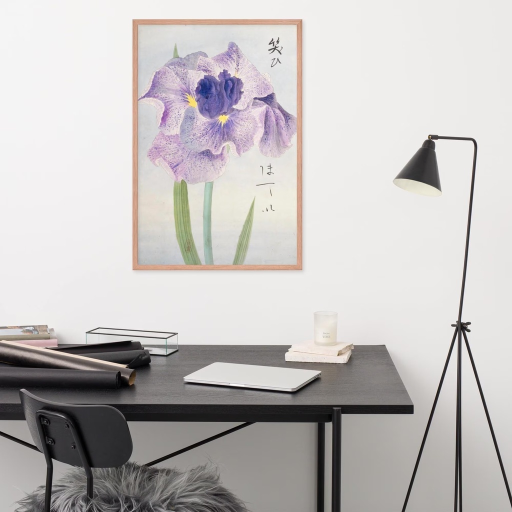 菖蒲ボタニカルアート 壁掛けインテリア|和風ヴィンテージプリント 即時ダウンロード