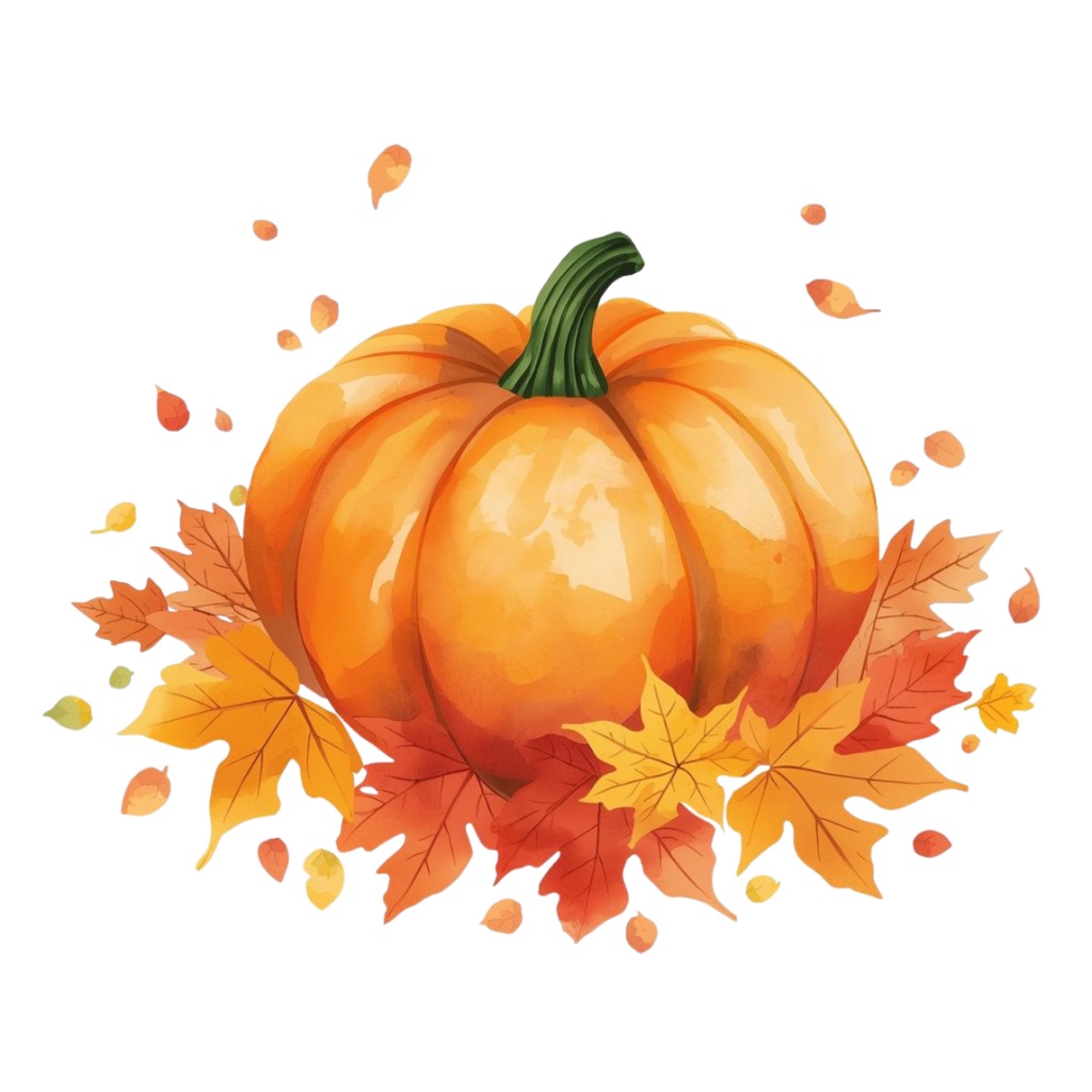 秋の紅葉のイメージ 水彩画風クリップアート16種 PNG形式(背景透過)