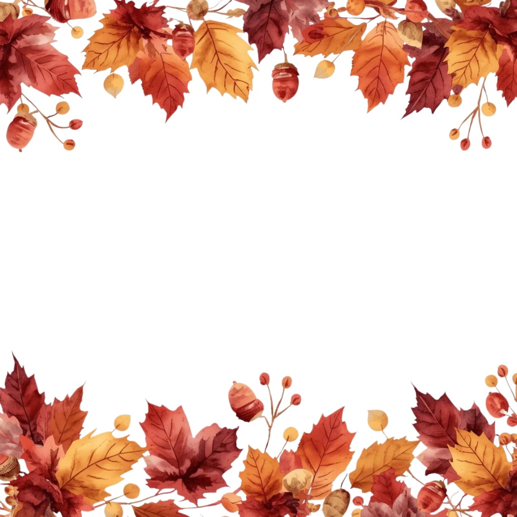 秋の紅葉のイメージ 水彩画風クリップアート16種 PNG形式(背景透過)