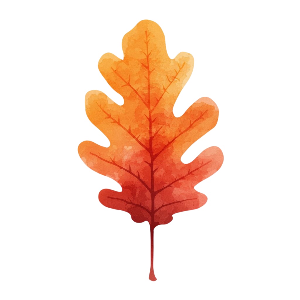 秋の紅葉のイメージ 水彩画風クリップアート16種 PNG形式(背景透過)