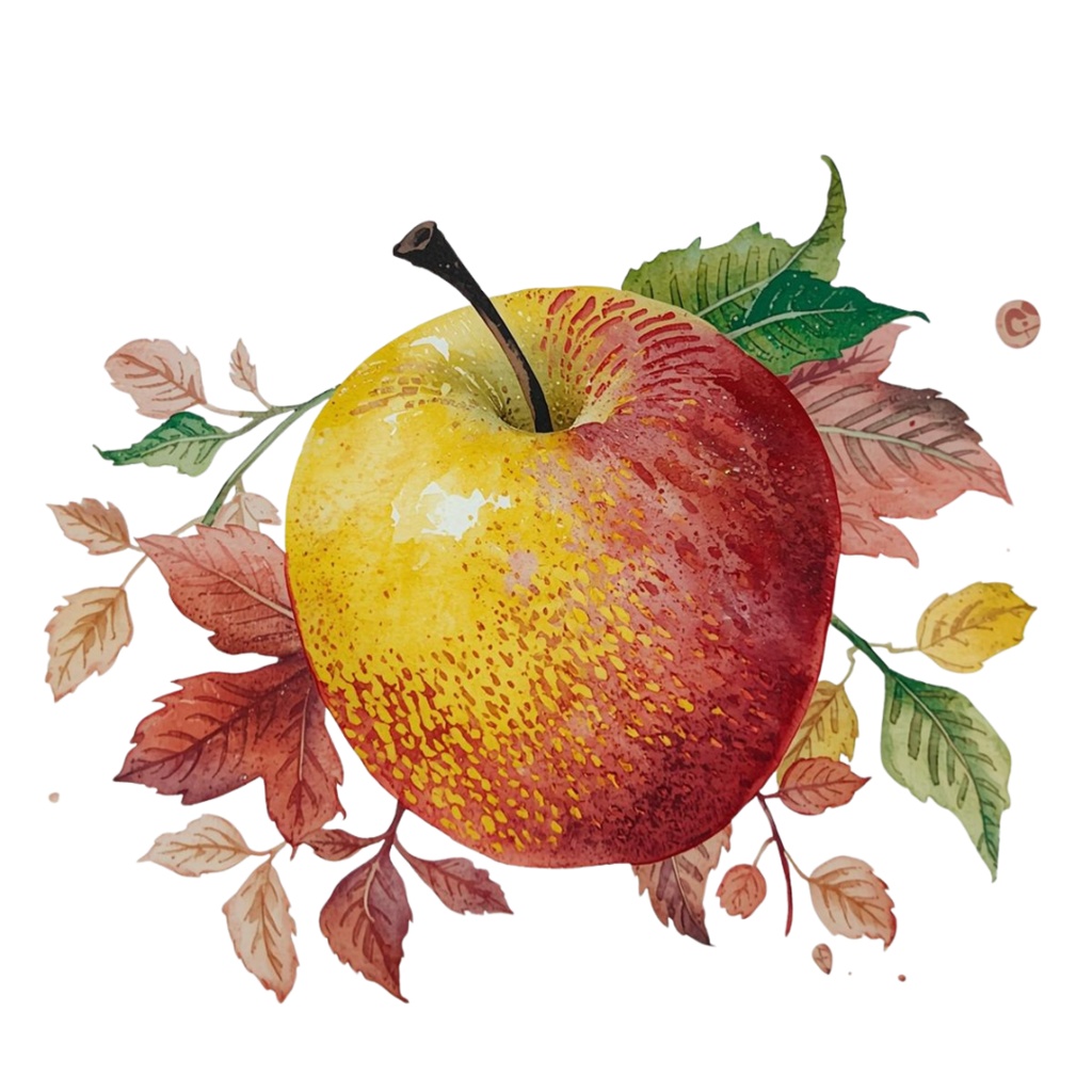 秋の紅葉のイメージ 水彩画風クリップアート16種 PNG形式(背景透過)