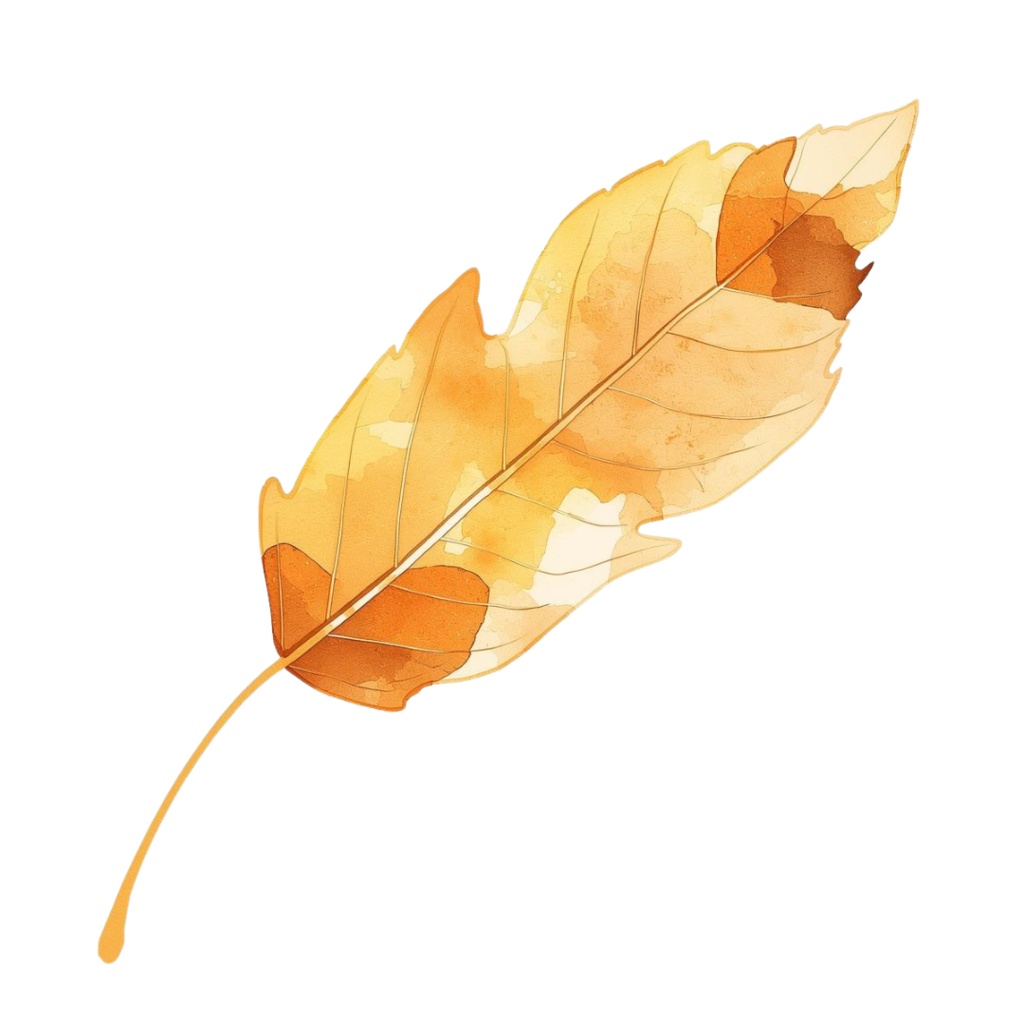 秋の紅葉のイメージ 水彩画風クリップアート16種 PNG形式(背景透過)