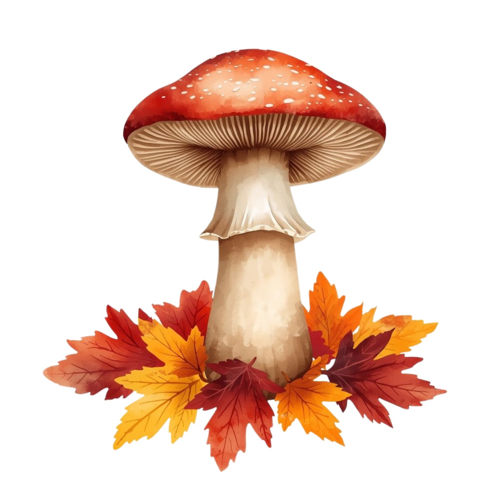 秋の紅葉のイメージ 水彩画風クリップアート2 PING形式(背景透過)