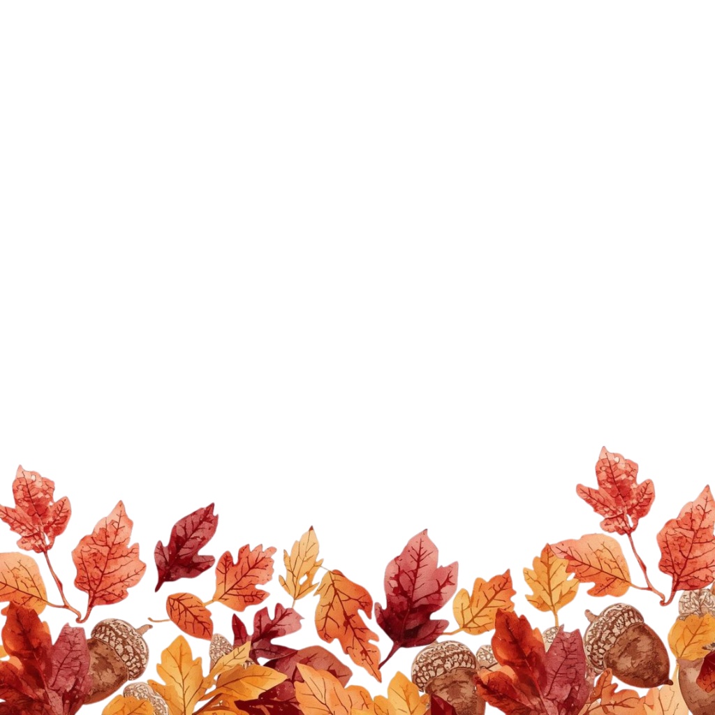 秋の紅葉のイメージ 水彩画風クリップアート2 PING形式(背景透過)