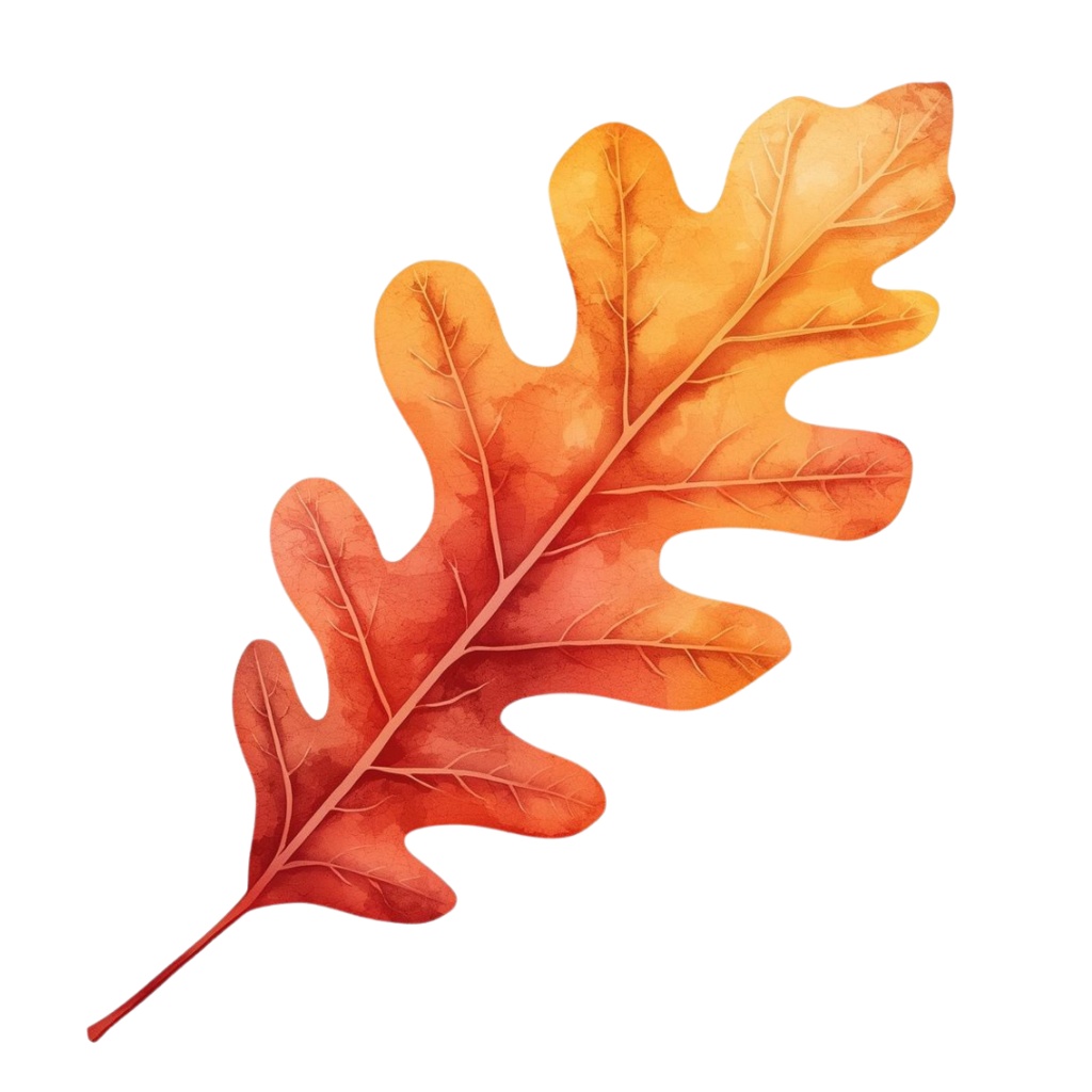 秋の紅葉のイメージ 水彩画風クリップアート2 PING形式(背景透過)