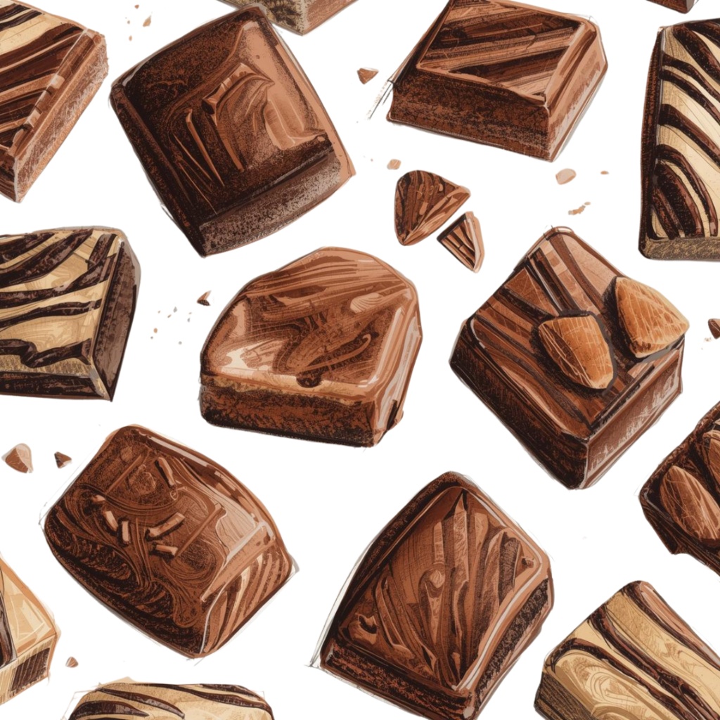 バレンタインにも使えるチョコ好きさんのためのチョコレートクリップアート素材セット1 PNG形式(背景透過)39種